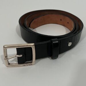 Rag & Bone Boyfriend Leather Belt in Black with Silver Hardware Women’s Sz L